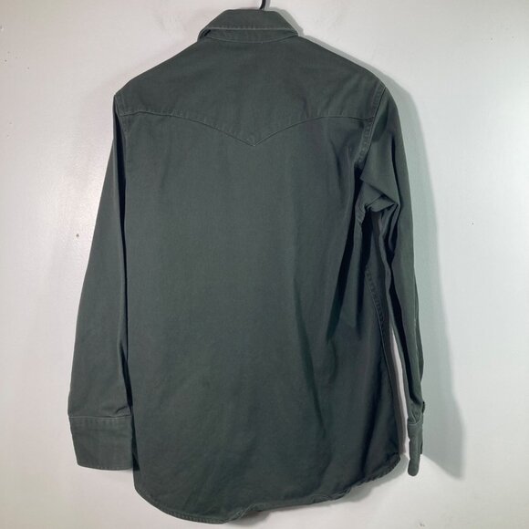 Mens Vintage Carhartt Heavy Canvas Workshirt M Snap Dark Gray Cotton S01 DRB 15 - Picture 2 of 6